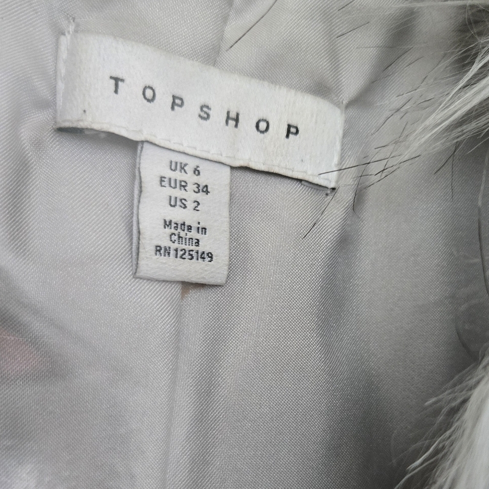 Topshop Faux Fur Grey Shag Coat Jacket Grey White - Picture 5 of 10